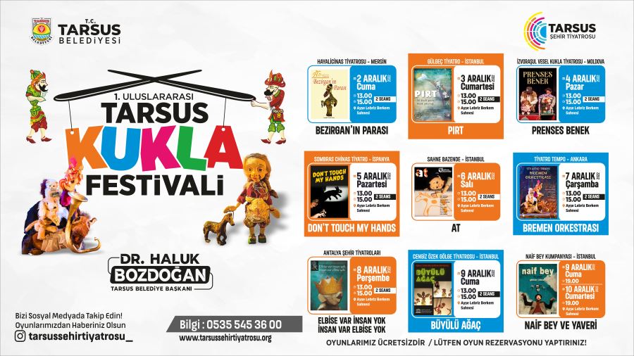 1. ULUSLARARASI TARSUS KUKLA FESTİVALİ 2 ARALIK'TA BAŞLIYOR