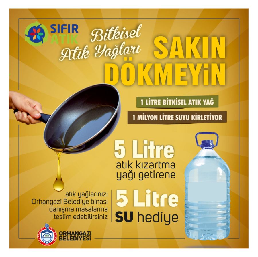 5 LİTRE BİTKİSEL ATIK YAĞ GETİRENE 5 LİTRE SU HEDİYE