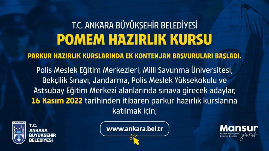 ABB’NİN PARKUR HAZIRLIK KURSLARINDA EK KONTENJAN BAŞVURULARI BAŞLIYOR