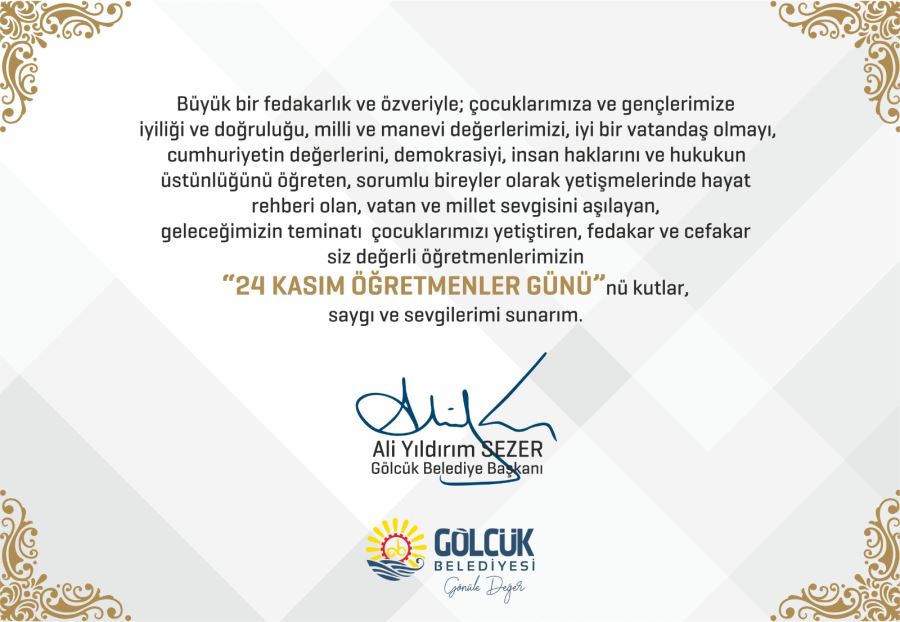 BAŞKAN SEZER’DEN ÖĞRETMENLERE TEBRİK KARTI SÜRPRİZİ