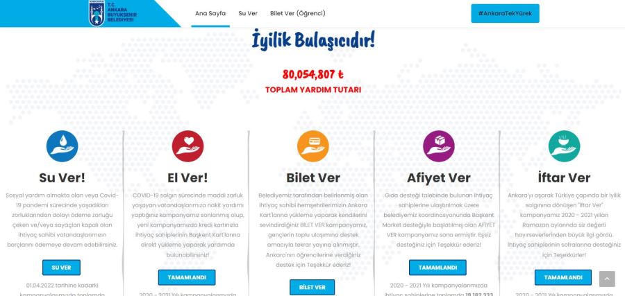 BAŞKENTİN İYİLİK HAREKETİ “6 MİLYON TEK YÜREK” DEVAM EDİYOR