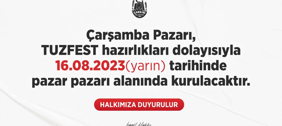 Çarşamba Pazarı Bu Hafta Pazar Pazarı Alanına Kurulacak - GÜNDEM - İnternetin Ajansı