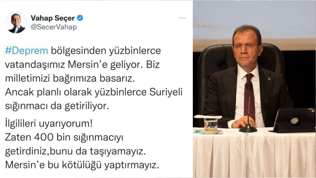 CHP’li Başkan Seçer, depremin vurduğu Suriye’den planlı şekilde mülteci getirildiğini söyledi