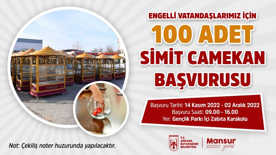 ENGELLİ VATANDAŞLARA EKONOMİK DESTEK: 100 SİMİT CAMEKÂNI DAĞITILACAK