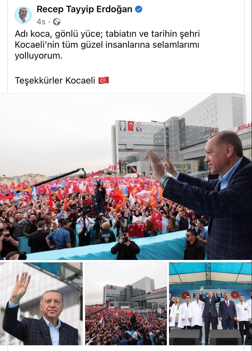 Erdoğan'dan Kocaeli'ye teşekkür