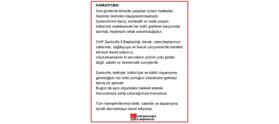 Ferhat Karadağ: Şanlıurfa’nın huzurunu zedeleyecek hiçbir gerilime izin vermeyiz - GÜNDEM - İnternetin Ajansı