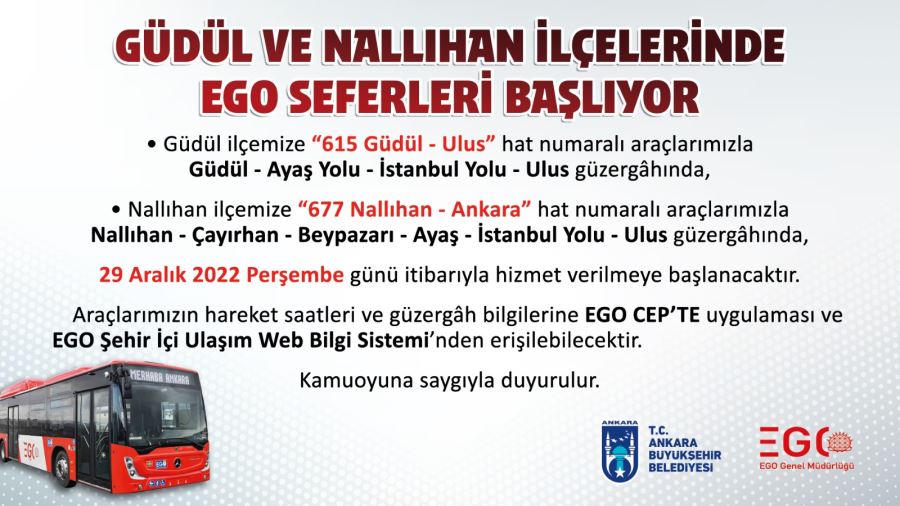 GÜDÜL VE NALLIHAN’A OTOBÜS SEFERLERİ BAŞLIYOR