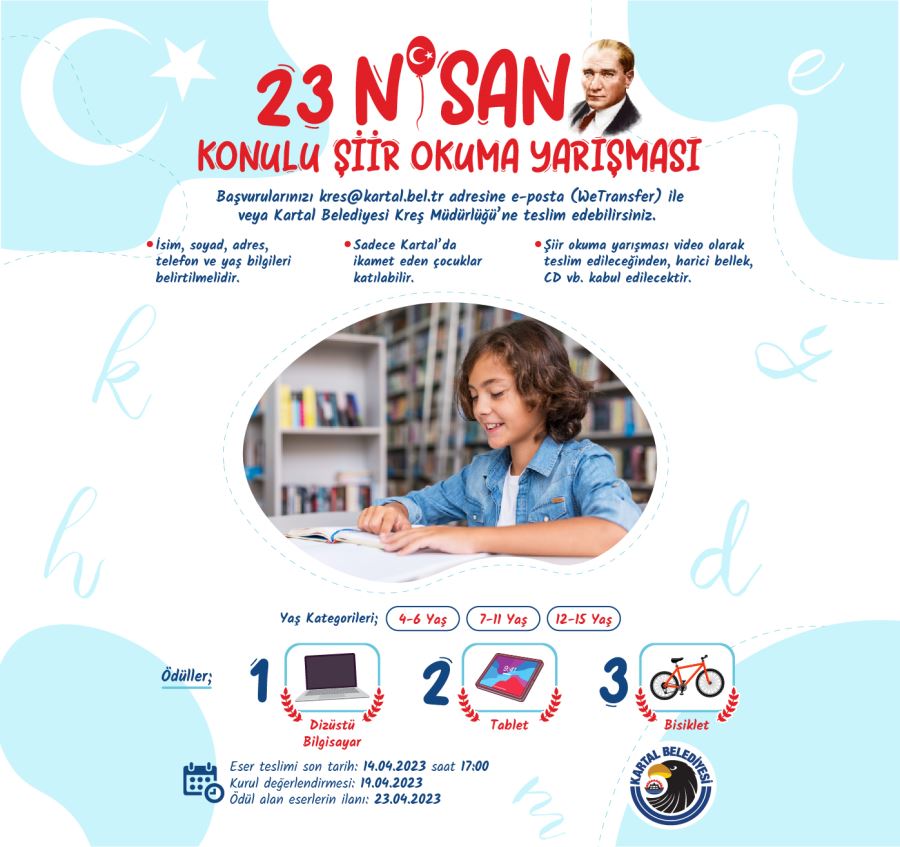 Kartal Belediyesi’nin 23 Nisan’a Özel Ödüllü Resim ve Şiir Okuma Yarışması Başladı