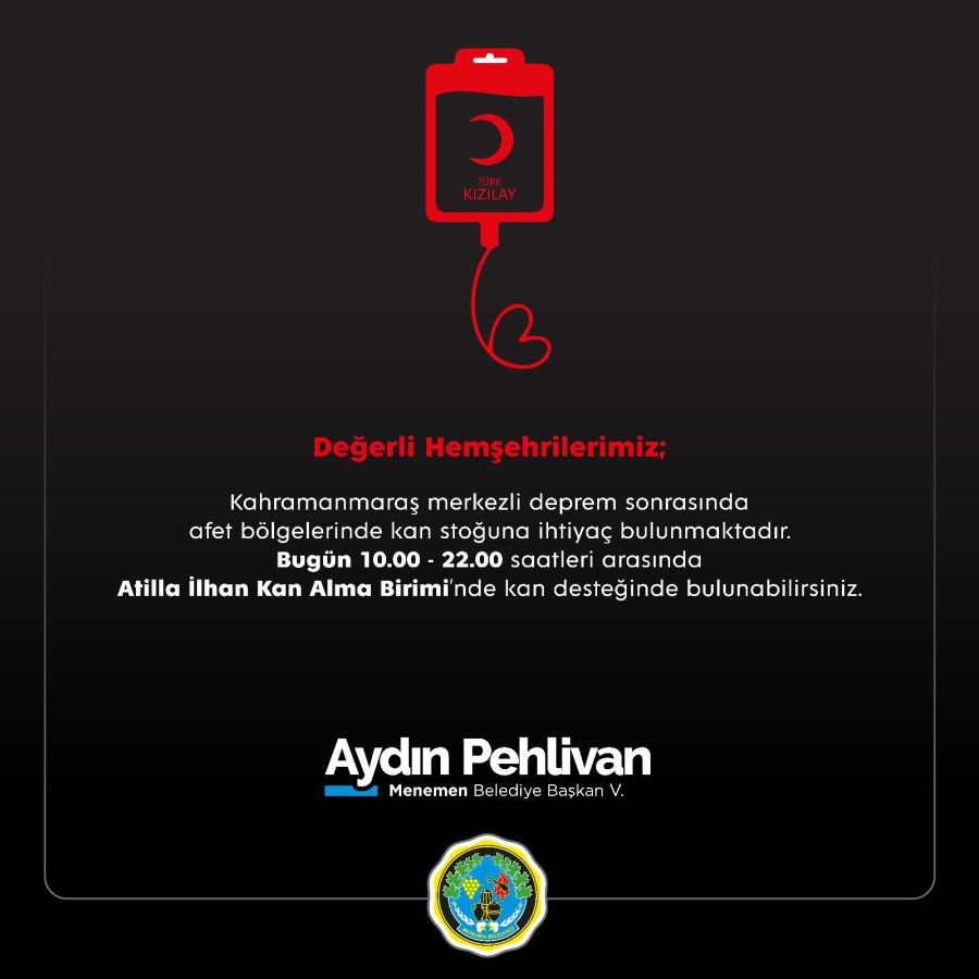 Menemen'den deprem bölgesine yardım eli