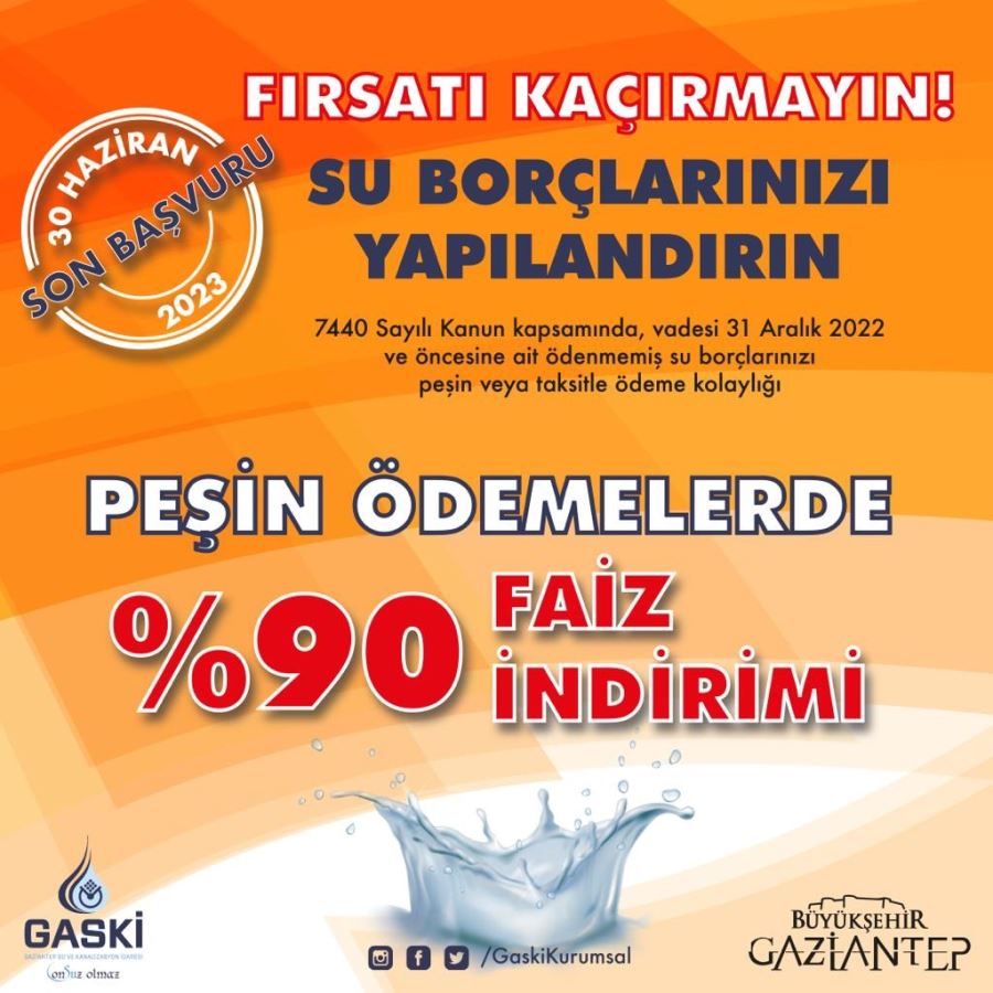 PEŞİN ÖDEMEDE YÜZDE 90 FAİZ İNDİRİMİ İÇİN SON BAŞVURU 30 HAZİRAN!