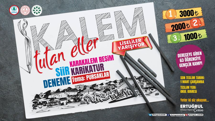 Pursaklar'da Liserarası Karikatür, Şiir, Deneme, Karakalem Resim Yarışması
