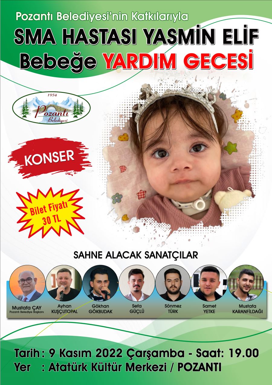 SMA HASTASI YASMİN ELİF İÇİN YARDIM GECESİ DÜZENLENECEK