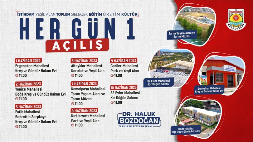 TARSUS BELEDİYESİ’NDEN “HER GÜN 1 AÇILIŞ”