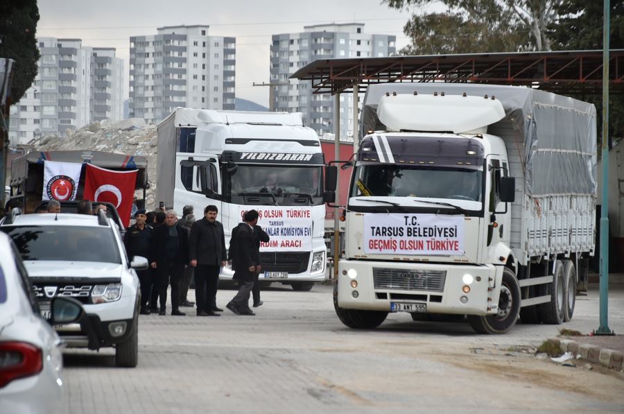 TARSUS BELEDİYESİ’NİN 4 YARDIM TIR’I AFET BÖLGESİNE DOĞRU YOLA ÇIKTI
